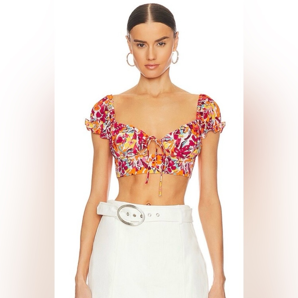REVOLVE MORE TO COME NWT Carrie Crop Top in Red Floral Size Small